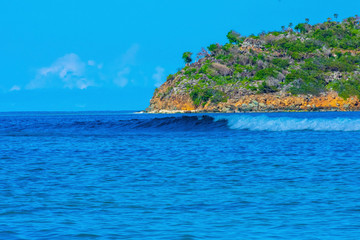 Naklejka premium S Thomas United States Virgin Islands, Royalty free Ocean sports background, Caribbean beach vacation, Surfboarding, Surfer, Tranquil Ocean Landscape