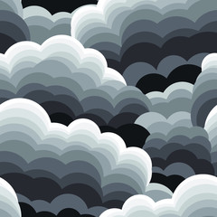 Seamless vector pattern with grey clouds