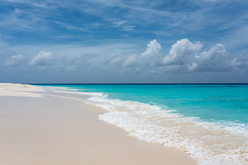Tropical white beach with crystalline water in Cayo de Agua  (Los Roques Archipelago, Venezuela).