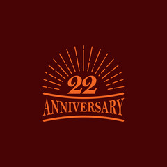 Fototapeta na wymiar 22nd year anniversary logo design template