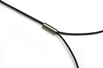 Junction of two wires into one. Earphones wire