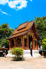 Fototapeta premium Temple in Luang Prabang with blue sky