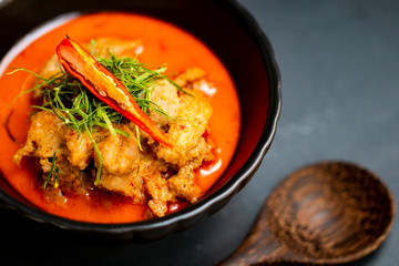 The Siam cuisine concept : Panang pork curry set ready to serve 