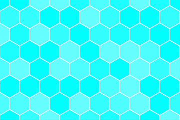 Honeycomb or Honey Grid tiled background of bright blue azure color. or cell texture. for use as background.