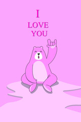 Cartoon design with  bear  on pink background