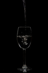 water is poured into a glass