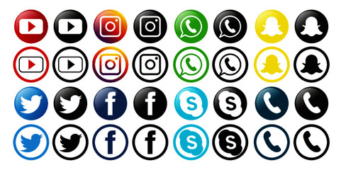 Conjunto de símbolos de redes sociales 100% creadas desde cero, listos para usar en tus páginas web y proyectos,