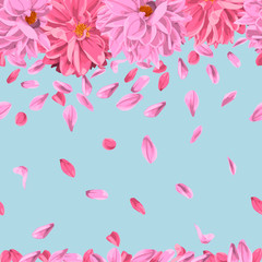 Dahlia flowers with petal. copy space