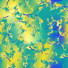 Fototapeta na wymiar UFO camouflage of various shades of yellow, blue and green colors