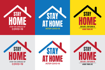 stop covid-19 concept. stat at home sign. vector illustration