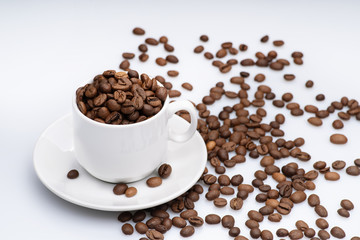 cup of coffee with beans