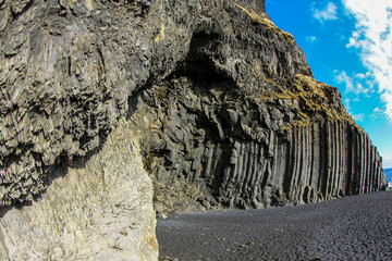 Basalt column formation in Iceland. Background