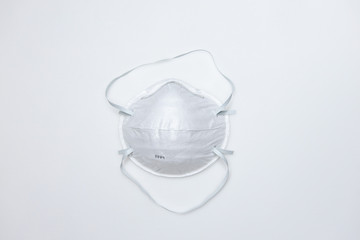 Medical respirator FFP1 on a white background, for respiratory protection from coronavirus