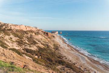 Best beaches of Cyprus island - beautiful Petra tou Romiou, famous as a birthplace of Aphrodite