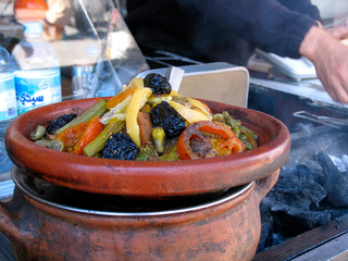 Morocco. Typical moroccan Tajin with meat and vegetables