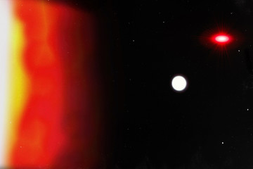 Atmospheric full moon in the night starry sky