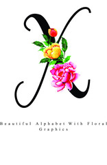 Alphabet Letter Watercolor Floral Background 