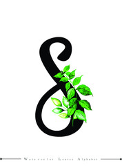 Alphabet Letter with Watercolor Leaves Background