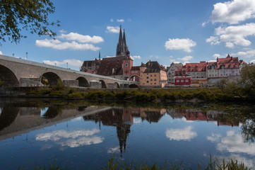 view of the old town of regensburg