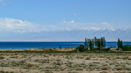 Mountain lake Issik-kul in Kyrgyzstan