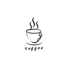 A cup of coffee logo design in the form of abstract line.