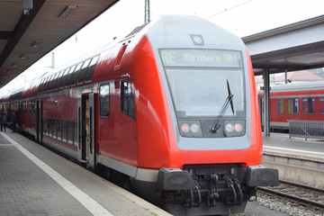 Regional train in Nuremberg Central Station, Germany
