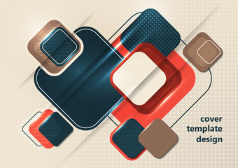 Overlapping round squares form a geometric abstract background composition. Design template for wallpaper, banner, background, card, illustration, landing page, cover, poster, flyer.