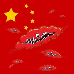Cartoon virus character vector illustration on white background. cute monster vector illustration. COVID-19,  2019-nCoV, Virus corona vectors.Corona Virus in Wuhan.