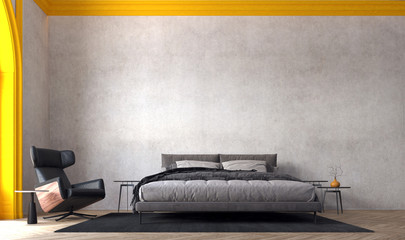 Minimal bedroom interior design and wall texture background