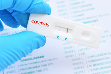 Positive test result by using rapid test device for COVID-19 virus