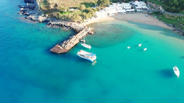 drone view of rhodes island Greece aegean sea