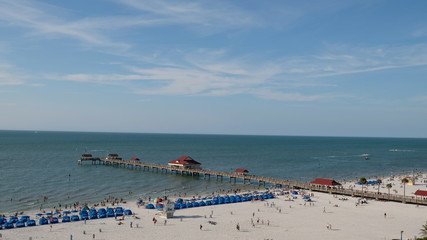 Clearwater Beach, Florida. View of Pier 60, that extends 1080 feet into the Gulf of Mexico and is open for both fishing and sightseeing