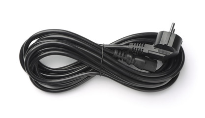 Rolled black power cable