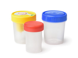 Plastic specimen medical test containers