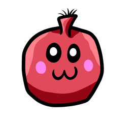 Cartoon Stylized Adorable Pomegranate