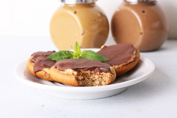 Honey cookies with peanut butter and coated with chocolate