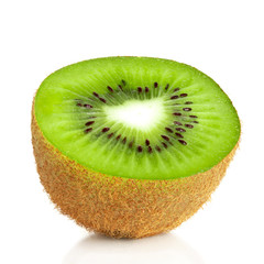 Half kiwi fruit isolated on white background. Full depth of field.