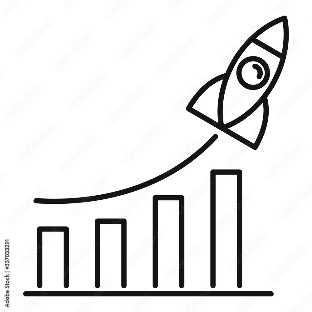 Poster startup rocket graph icon. outline startup rocket graph vector icon for web design isolated on white