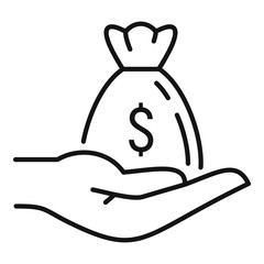 Keep money bag icon. Outline keep money bag vector icon for web design isolated on white background