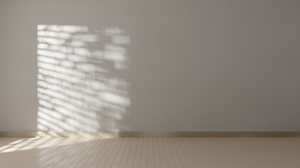 empty interior room with window shadow on light gray wall. and yellow floor, 3d rendering.