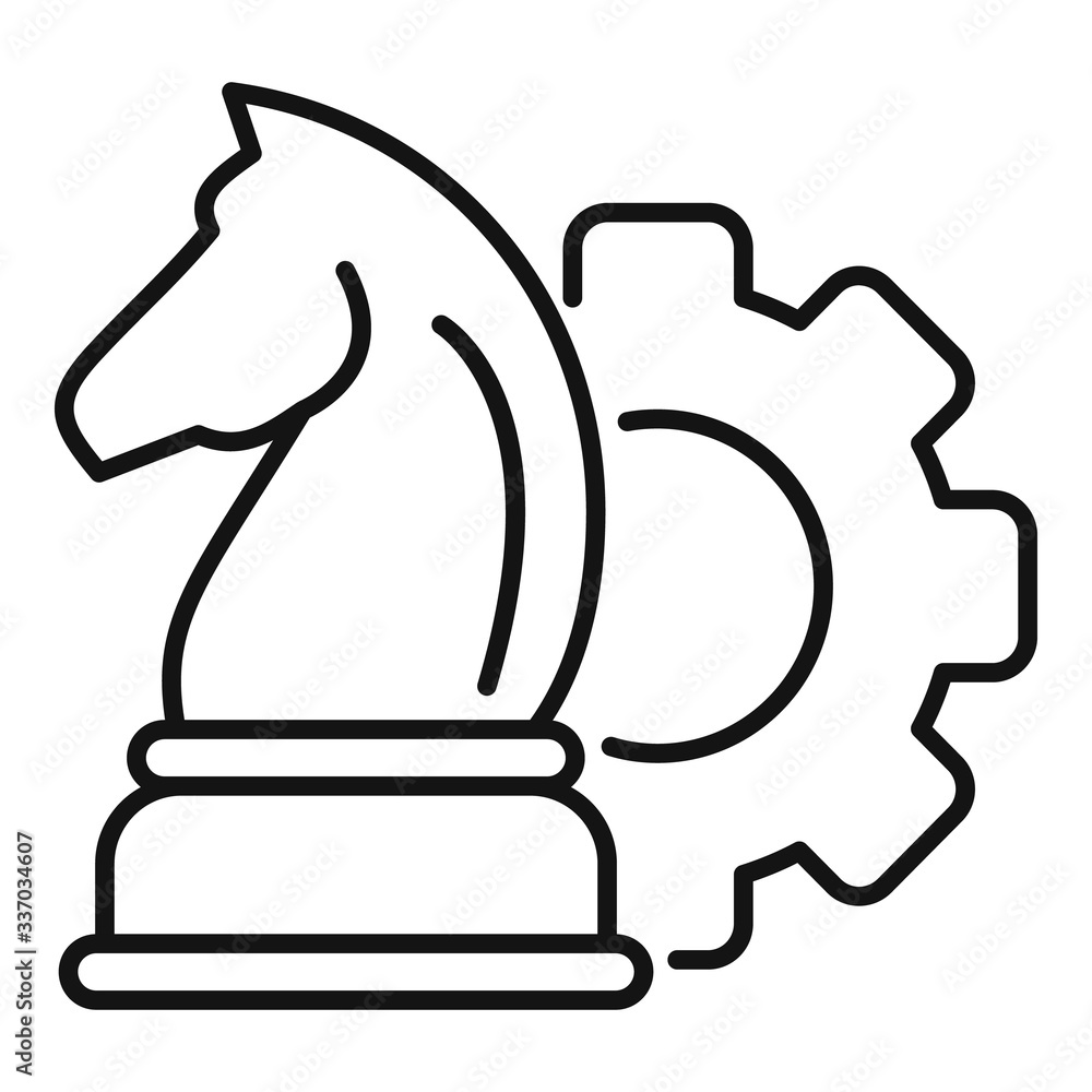 Poster chess horse startup icon. outline chess horse startup vector icon for web design isolated on white b