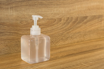 Hand sanitizer gel bottle for hand hygiene coronavirus protection. COVID-19