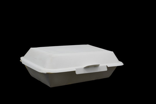 Premium Food Grade Paper Box Coated With Polyethylene Isolated On Black Background.