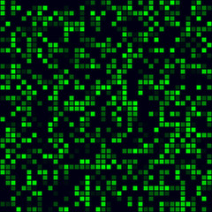 Digital background. Sparse pattern of squares. Green colored seamless background. Powerful vector illustration.