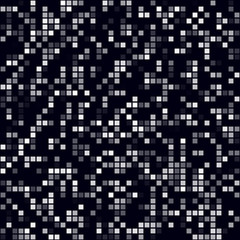 Digital vibrant background. Sparse pattern of squares. White colored seamless background. Classy vector illustration.