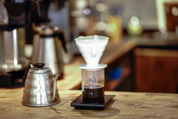 Hario V60 Coffee brewing and serving