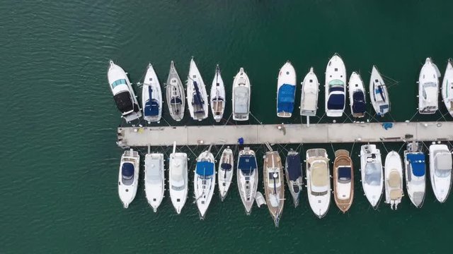 Marine Port with Sailboats and Yachts in Istria Croatia - Aerial Drone View