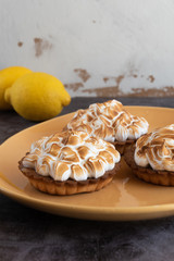 Homemade classic french lemon tart or tarte au citron