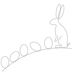Easter bunny with eggs on white background. Vector illustration