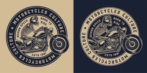 Custom motorcycle vintage round emblem